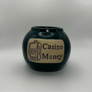 Casino Money Dark Green Ceramic Jar